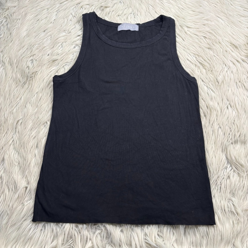 Nyland Women's L Black Micro Ribbed Tank Basic Layering Minimalist